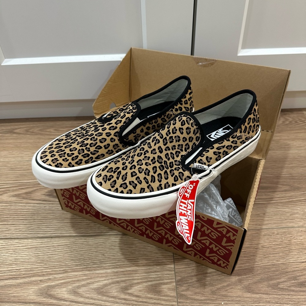 Vans Red and Brown Slip-On Sneakers